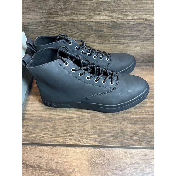 NWB Sun + Stone Mens Gunner Faux-Leather Lace Up Boots Black 9.5M main image 4